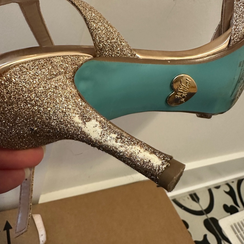 Betsey Johnson Gold Glitter Heels - Picture 2 of 6